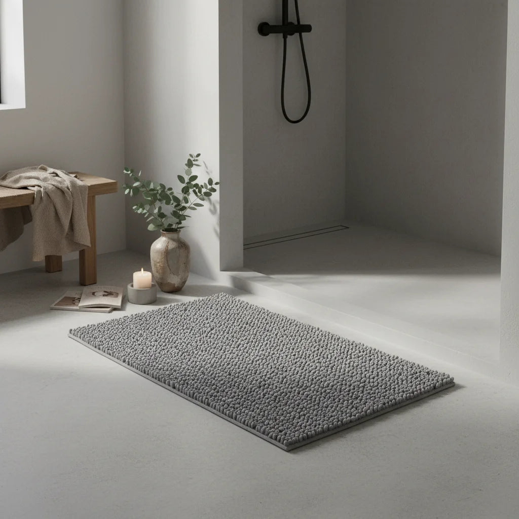 Tapis de Bain Moelleux Confort Gris Pierre