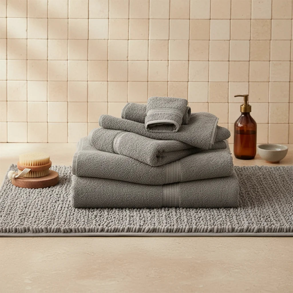 Tapis de Bain Moelleux Confort Gris Pierre