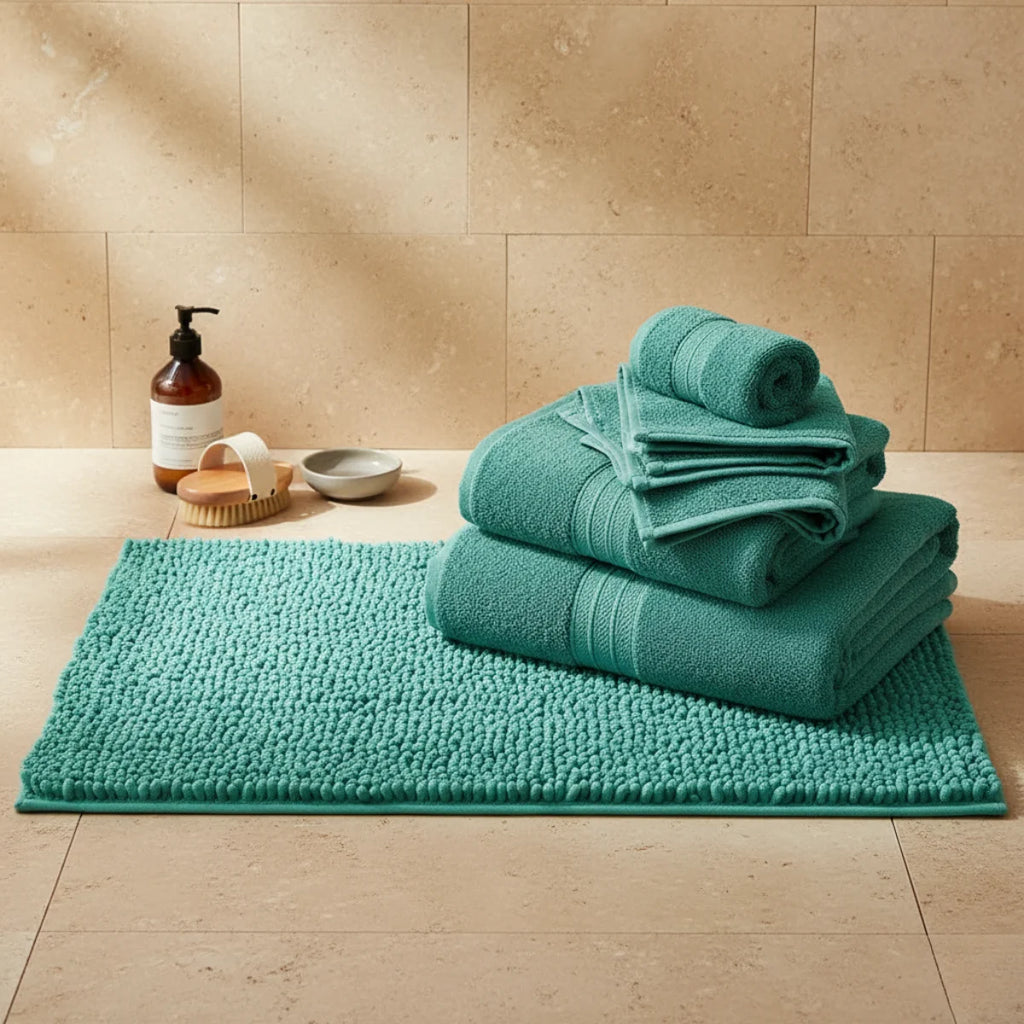 Tapis de Bain Moelleux Confort Jade Clair