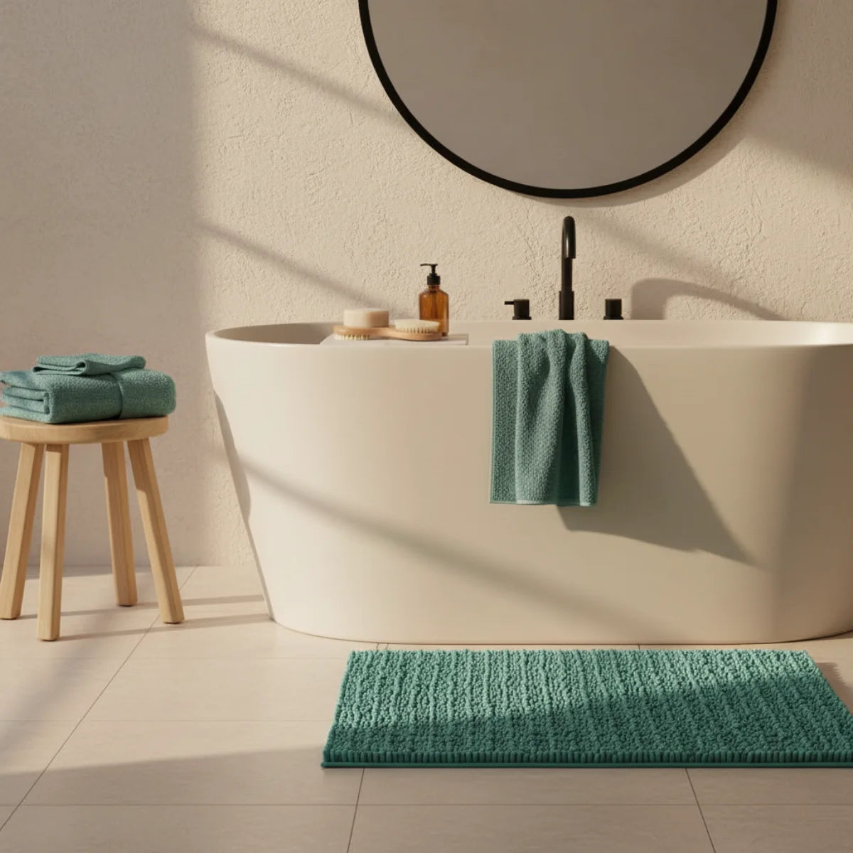 Tapis de Bain Moelleux Confort Jade Clair