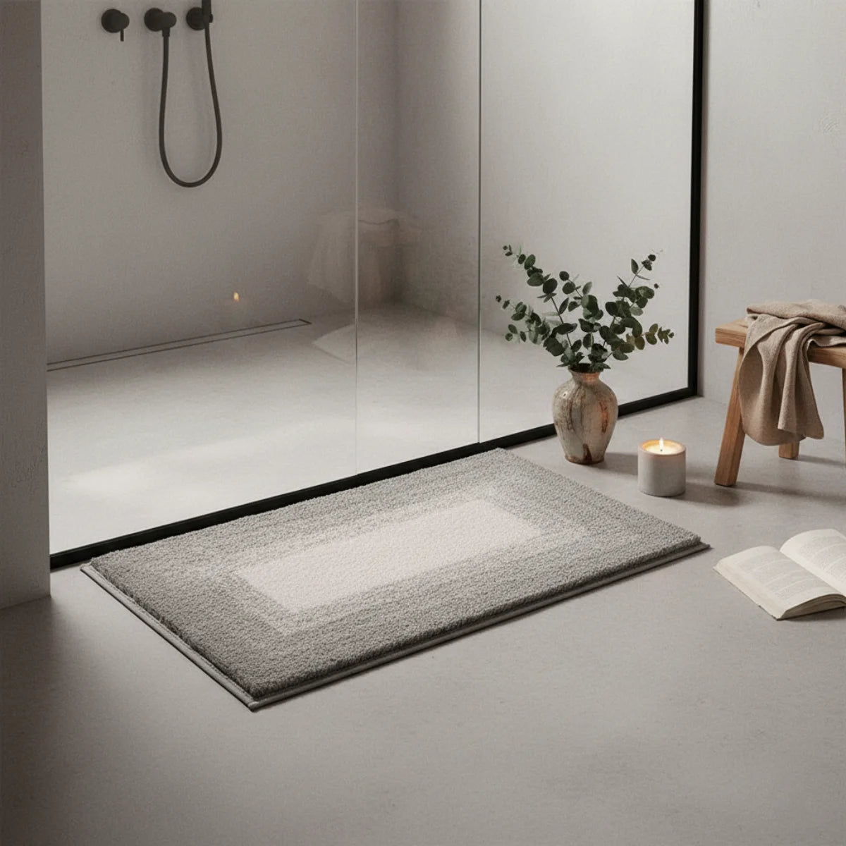 Tapis de Bain Moelleux Gris Dégradé