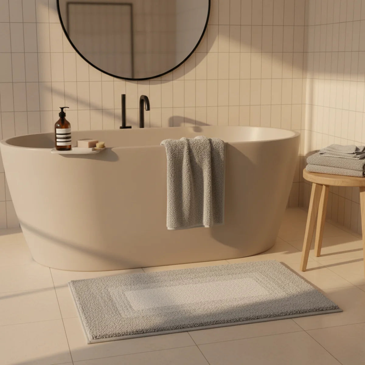 Tapis de Bain Moelleux Gris Dégradé