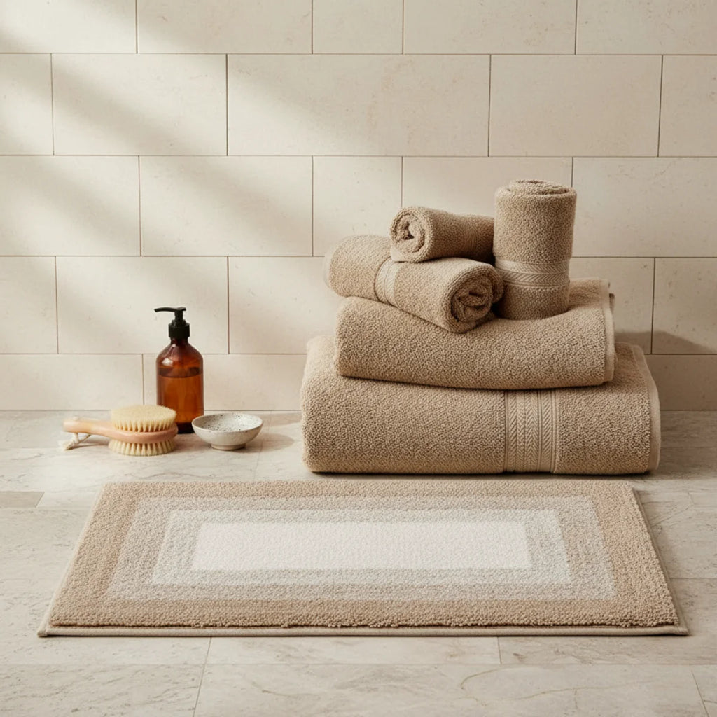 Tapis de Bain Moelleux Beige Dégradé