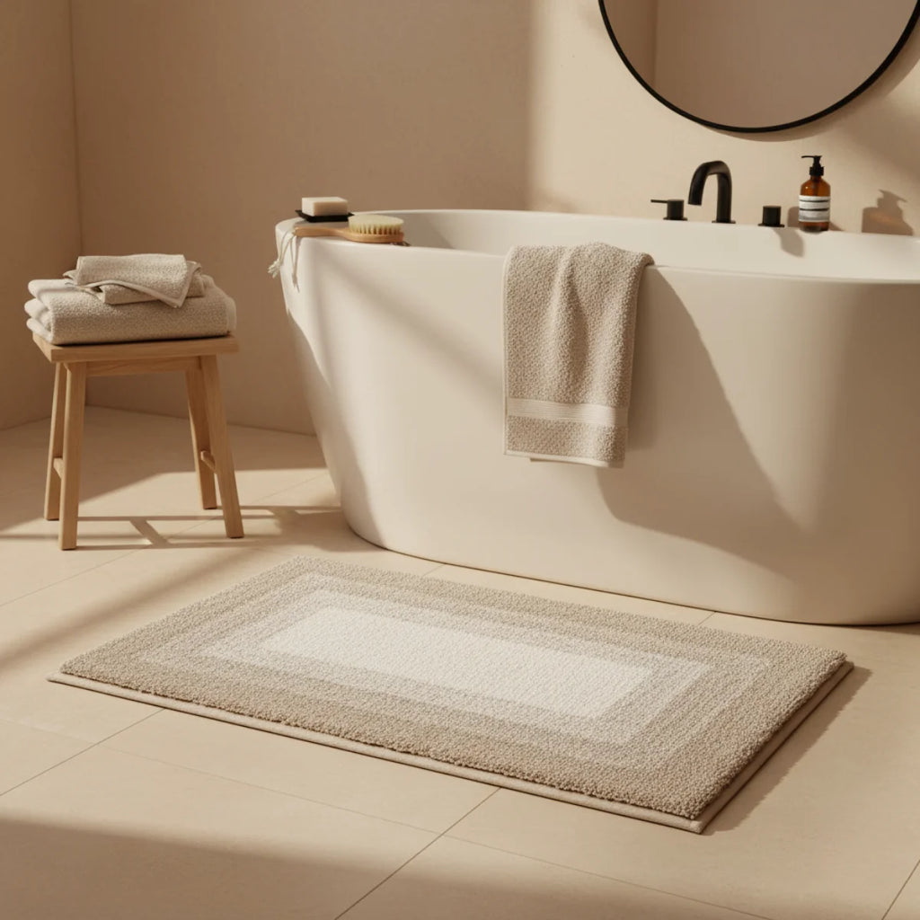 Tapis de Bain Moelleux Beige Dégradé