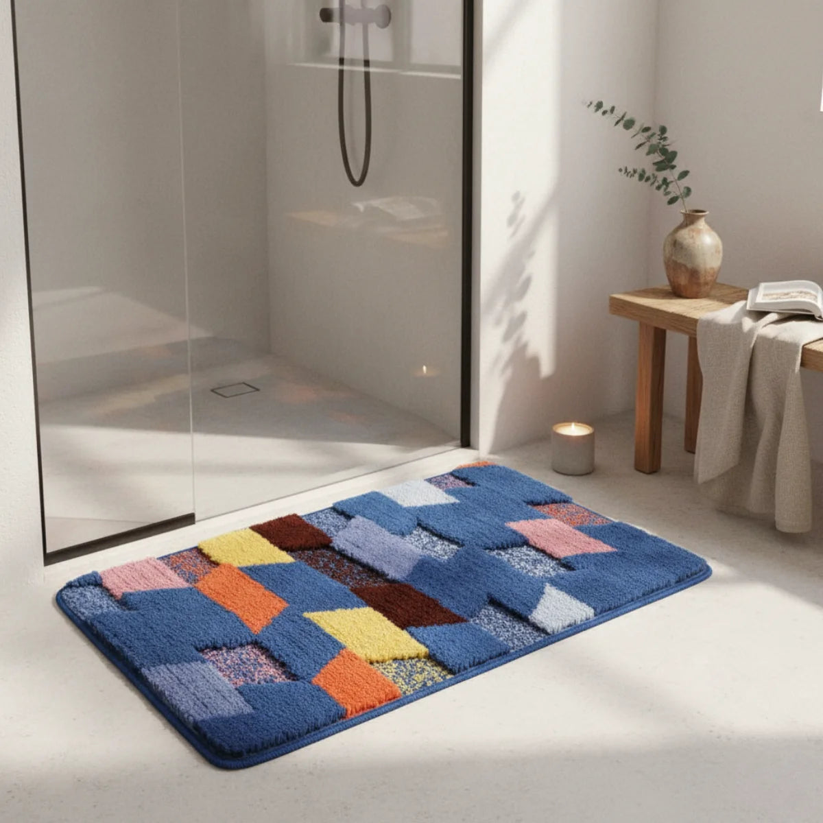 Tapis de Bain Motif Abstrait Marine