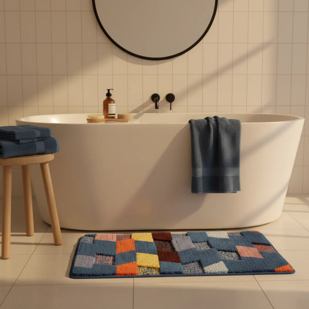 Tapis de Bain Motif Abstrait Marine