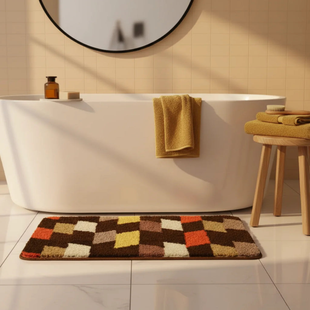 Tapis de Bain Motif Abstrait Chocolat