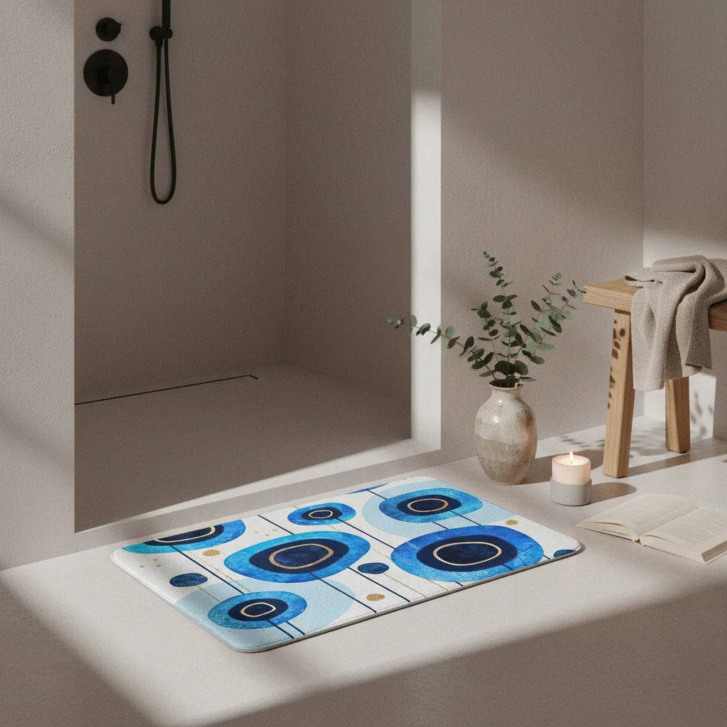 Tapis de Bain Motif Bleu