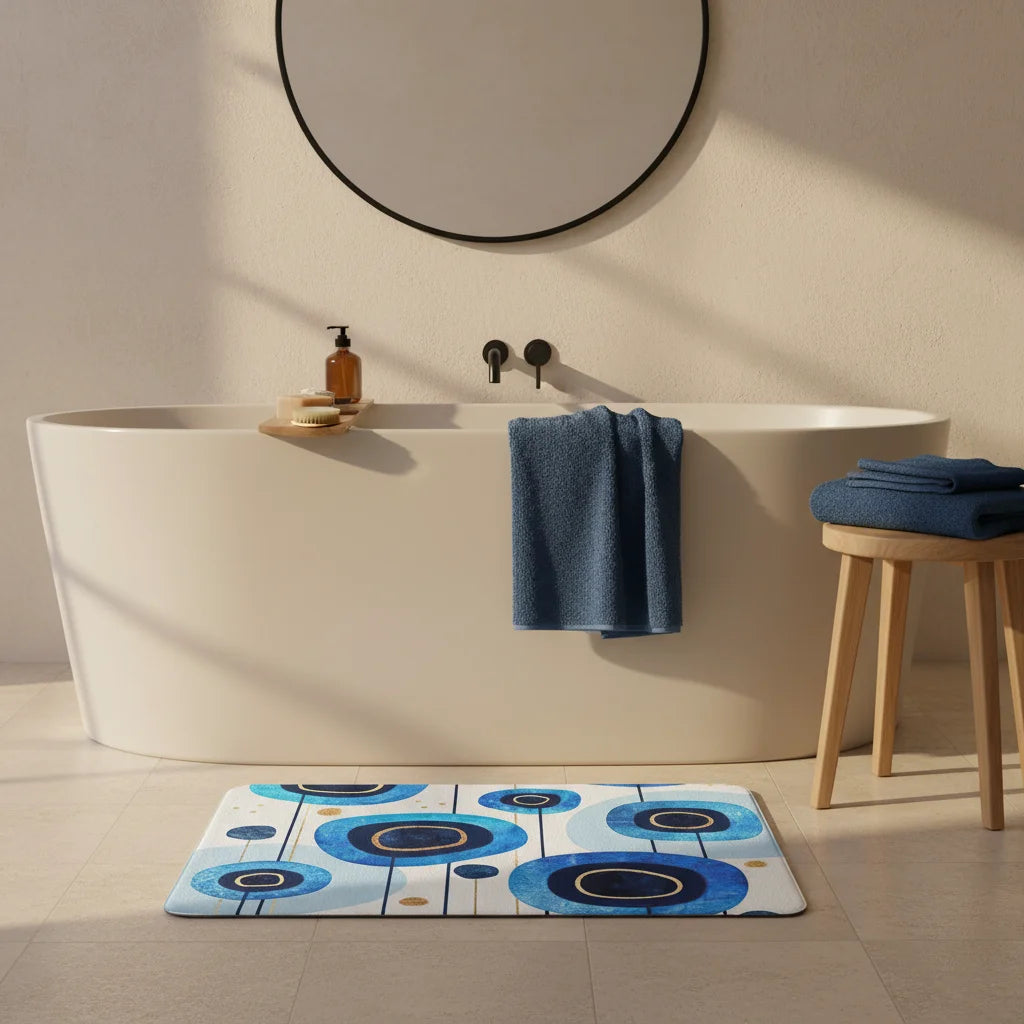 Tapis de Bain Motif Bleu