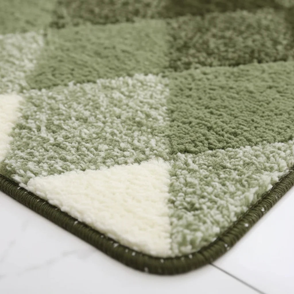 Tapis de Bain Motif Carreaux Carreaux Kaki