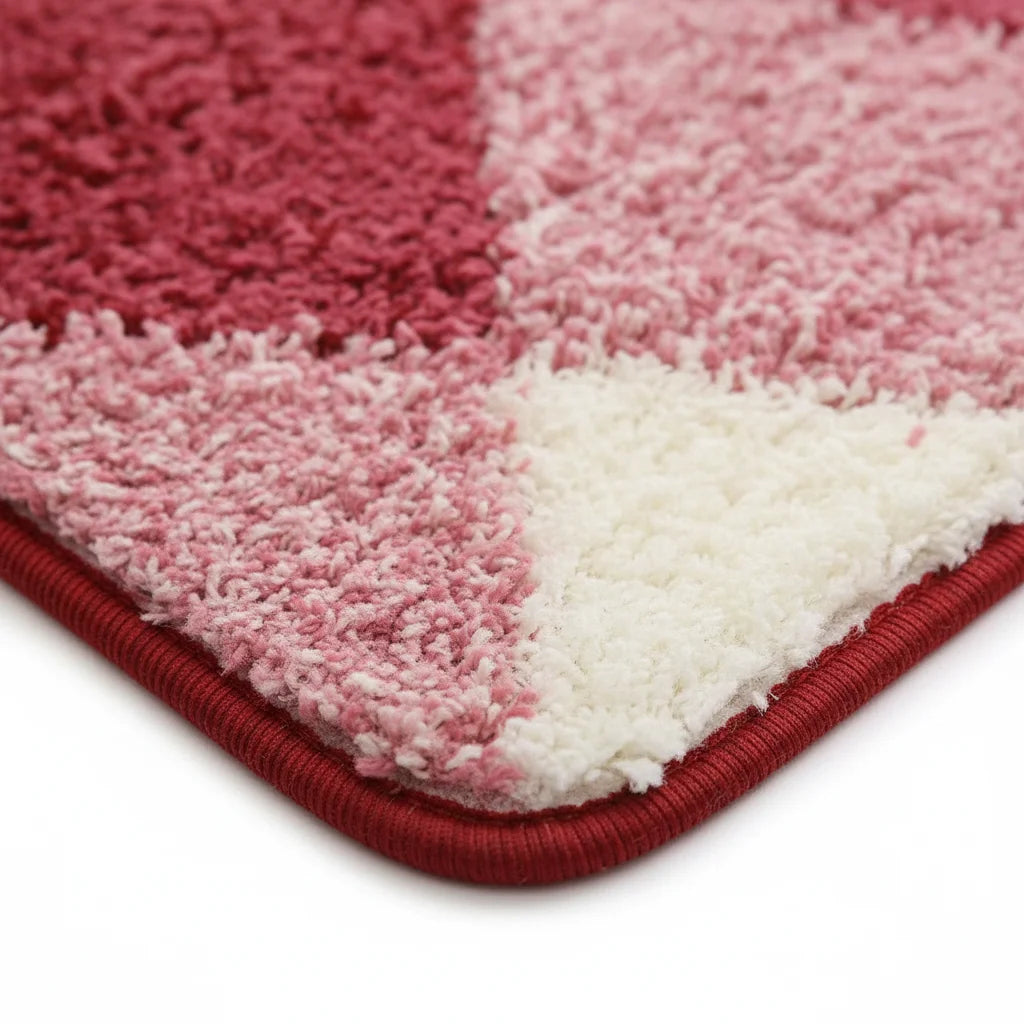Tapis de Bain Motif Carreaux Carreaux Rose