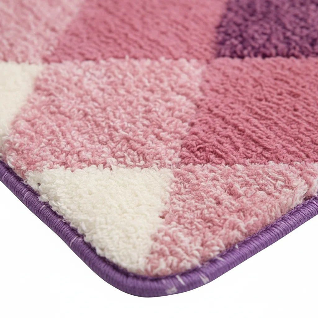 Tapis de Bain Motif Carreaux Carreaux Prune