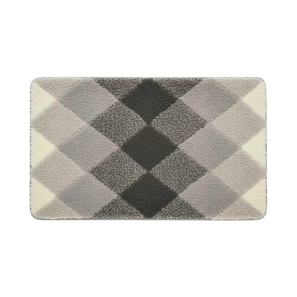 Tapis de Bain Motif Carreaux Carreaux Gris