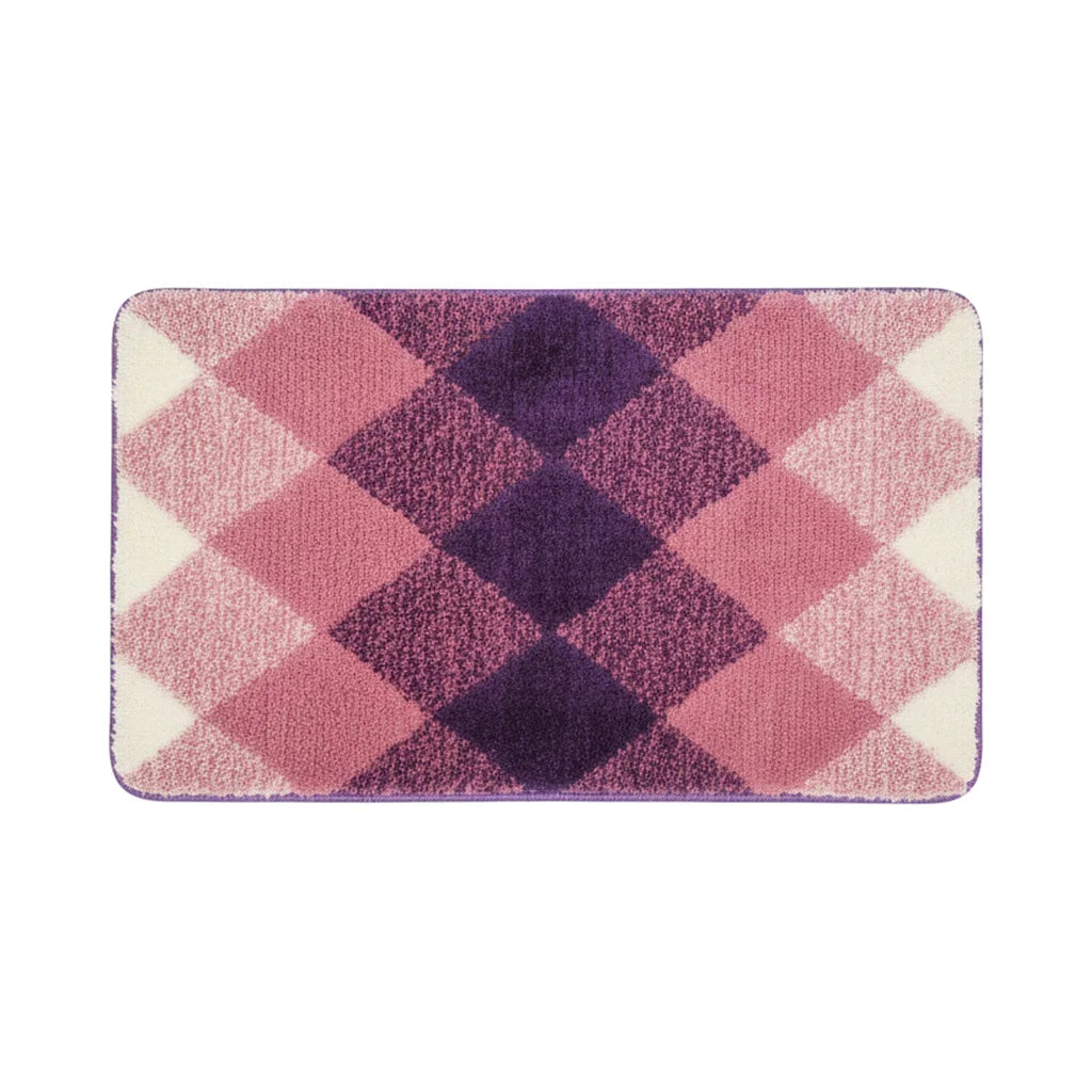 Tapis de Bain Motif Carreaux Carreaux Prune