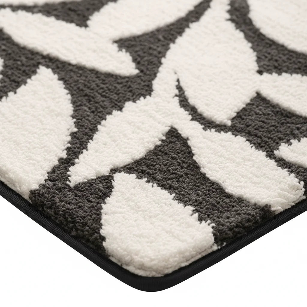 Tapis de Bain Motif Feuilles Feuilles Contraste