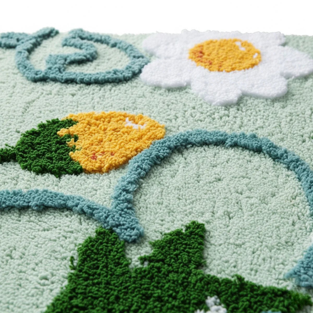 Tapis de Bain Motif Fleur Floral Vert