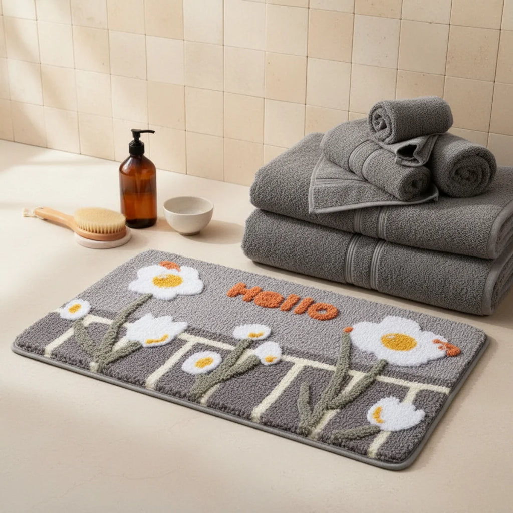 Tapis de Bain Motif Fleur Hello Fleuri