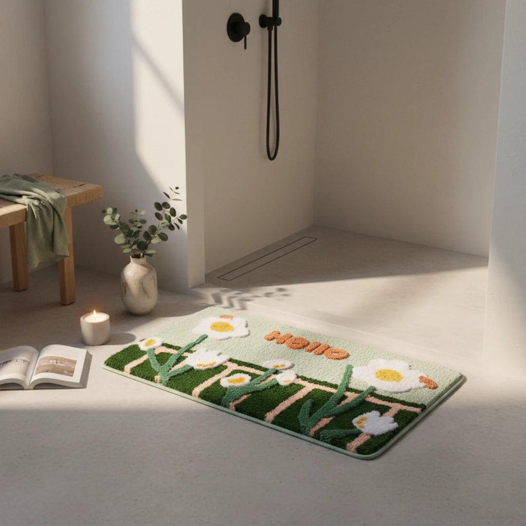 Tapis de Bain Motif Fleur Hello Végétal
