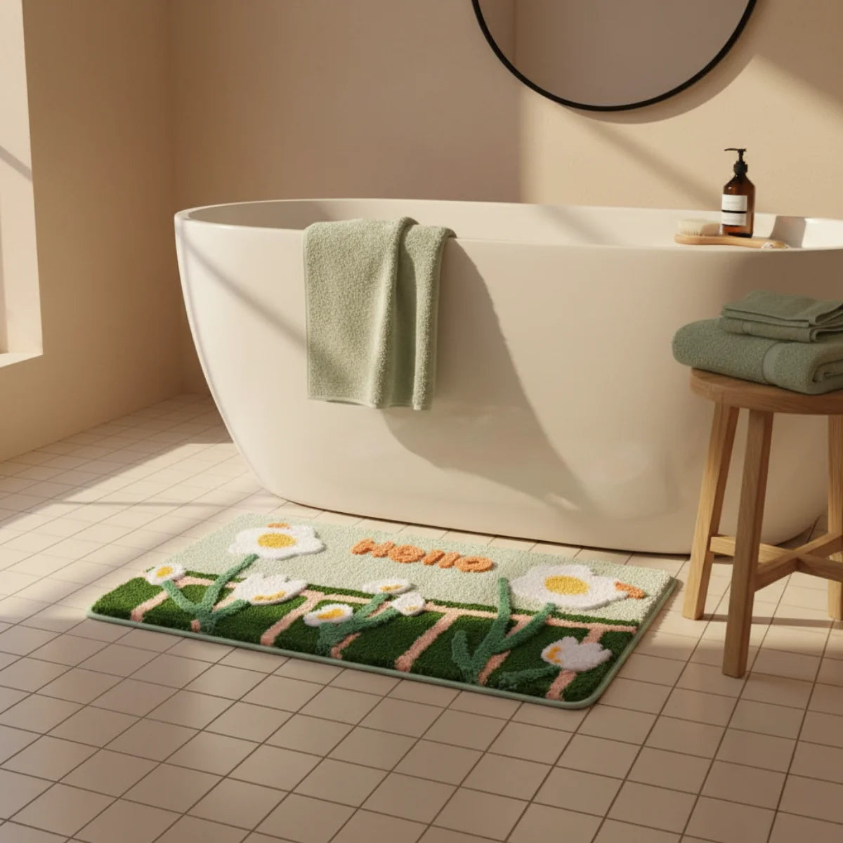 Tapis de Bain Motif Fleur Hello Végétal