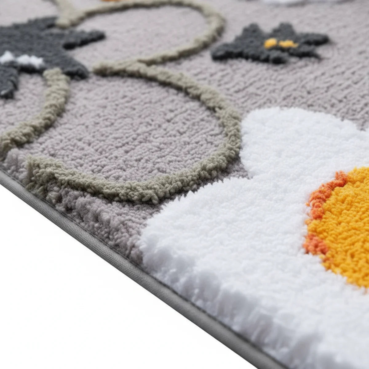 Tapis de Bain Motif Fleur Floral Gris