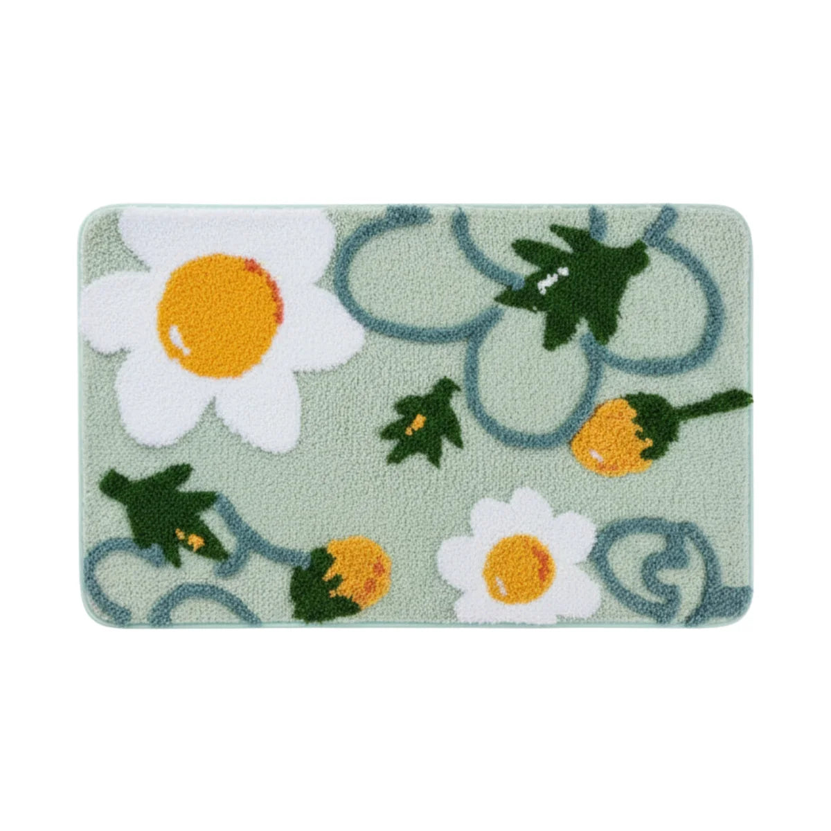 Tapis de Bain Motif Fleur Floral Vert
