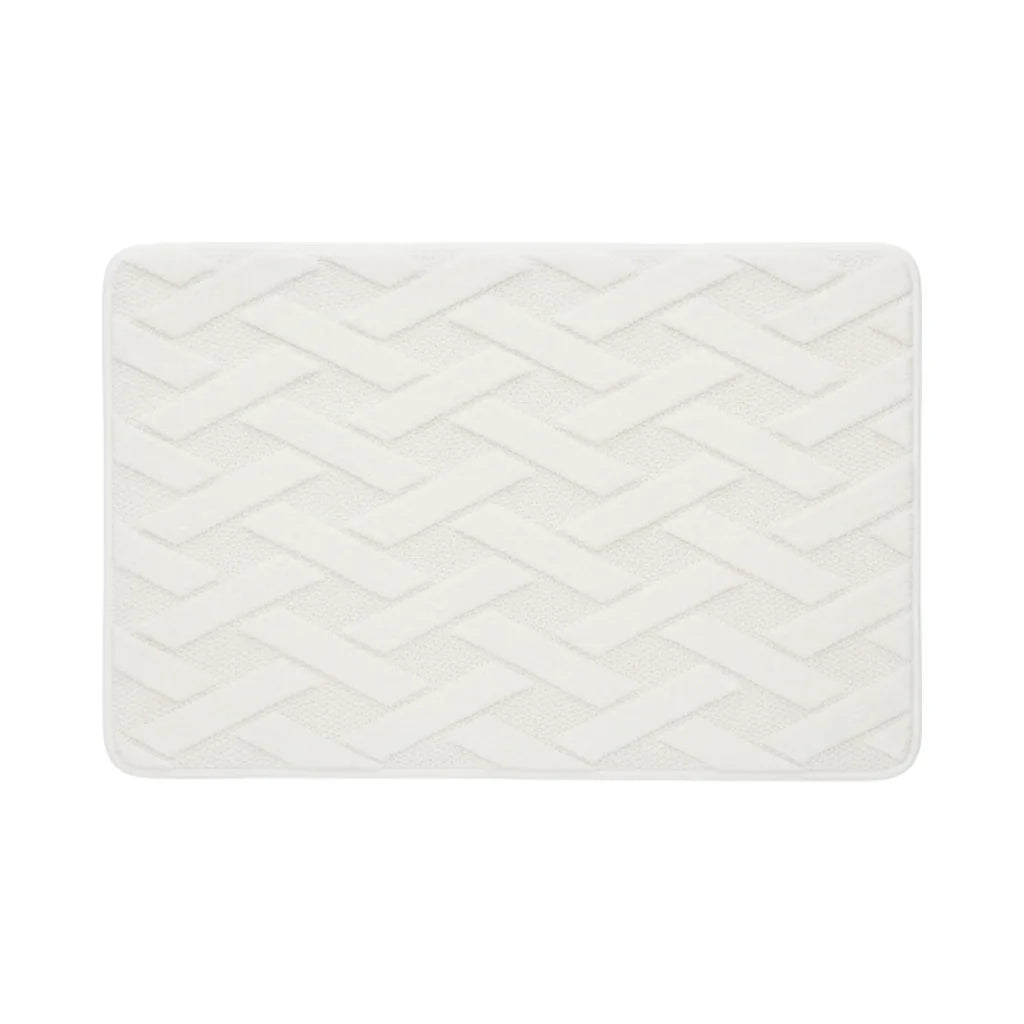 Tapis de Bain Motif Géométrique Écru Doux