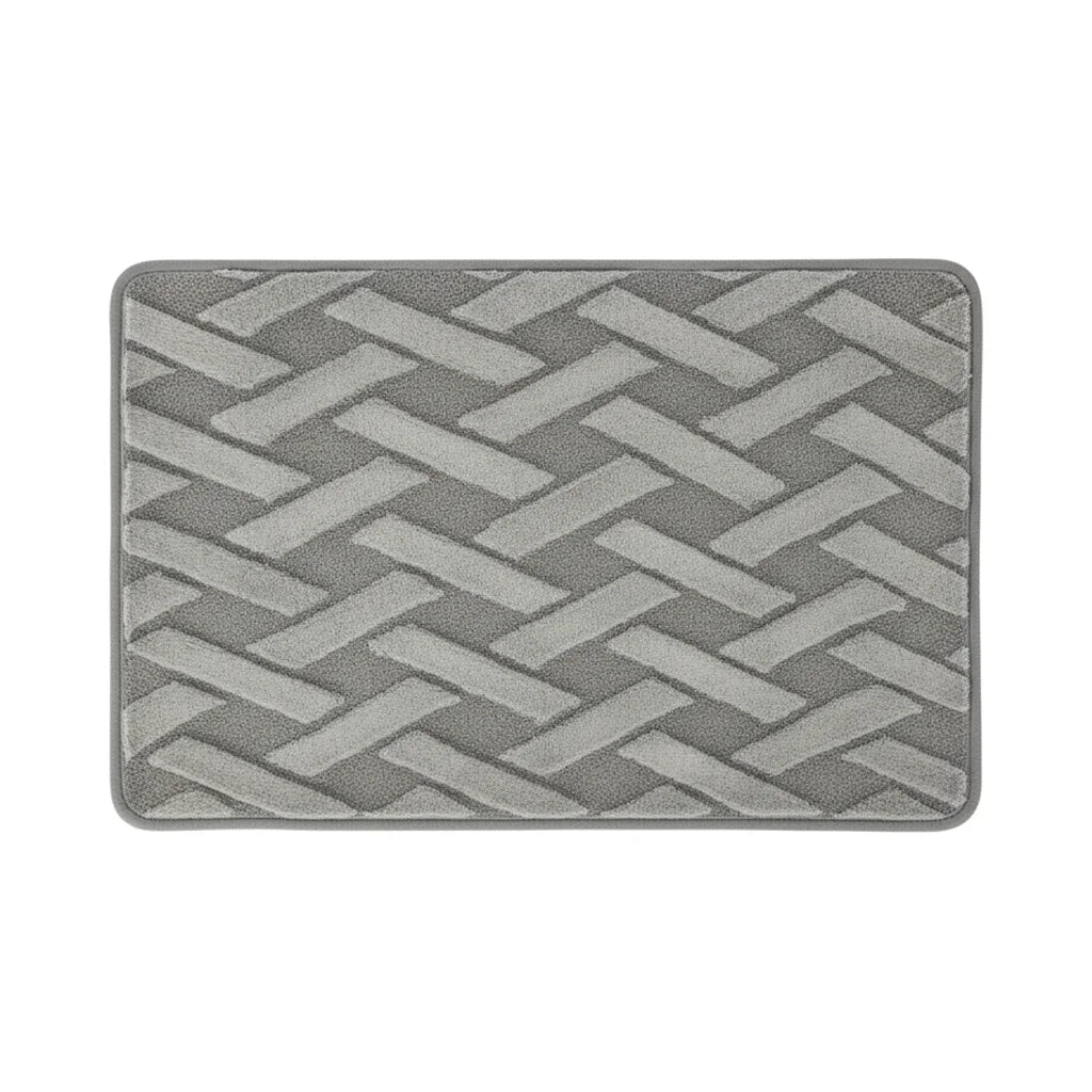 Tapis de Bain Motif Géométrique Gris Minéral