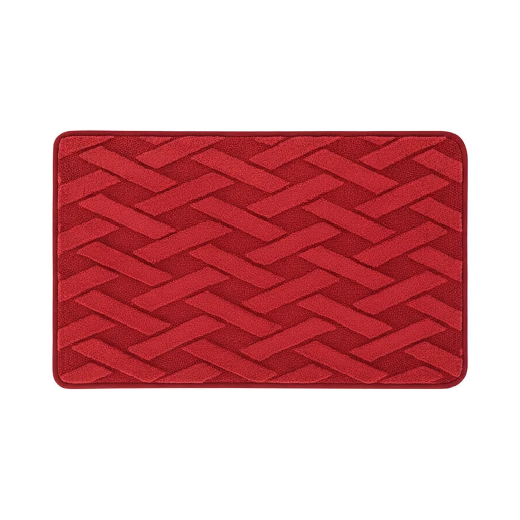 Tapis de Bain Motif Géométrique Rouge Profond