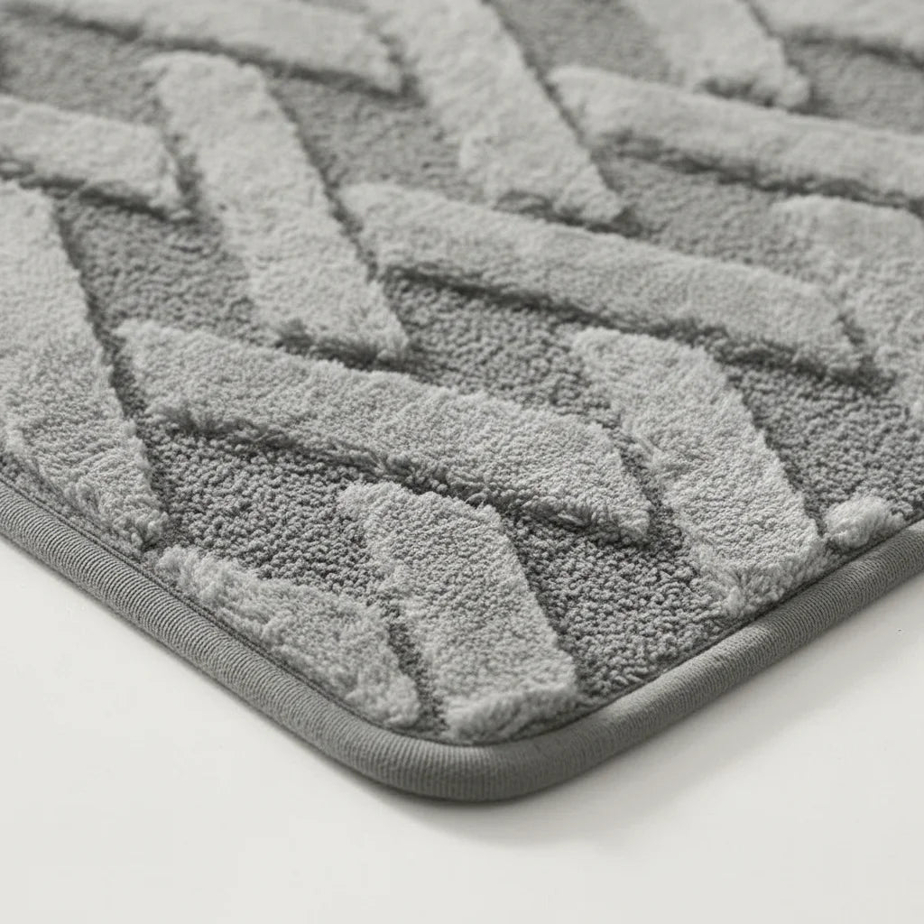 Tapis de Bain Motif Géométrique Gris Minéral
