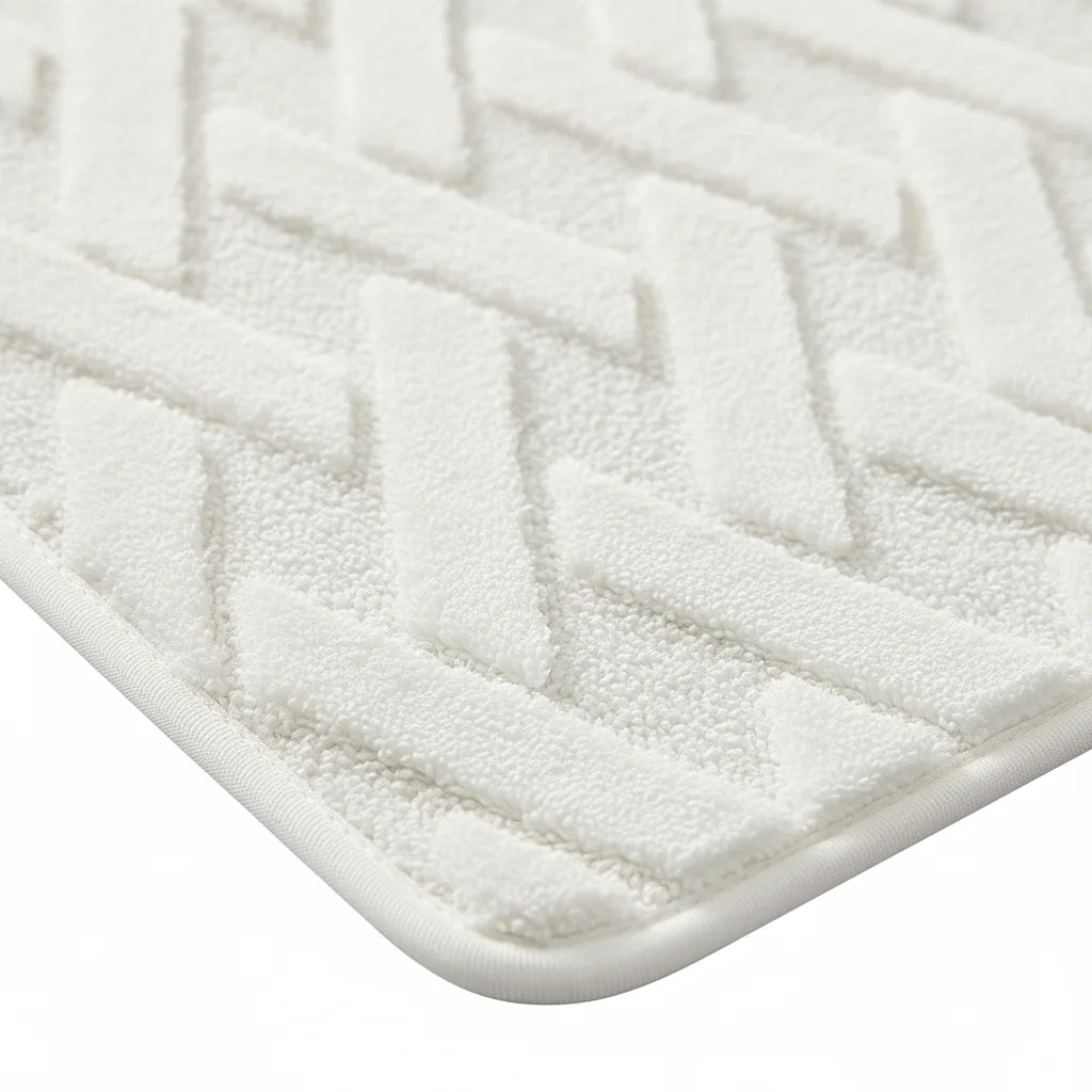 Tapis de Bain Motif Géométrique Écru Doux