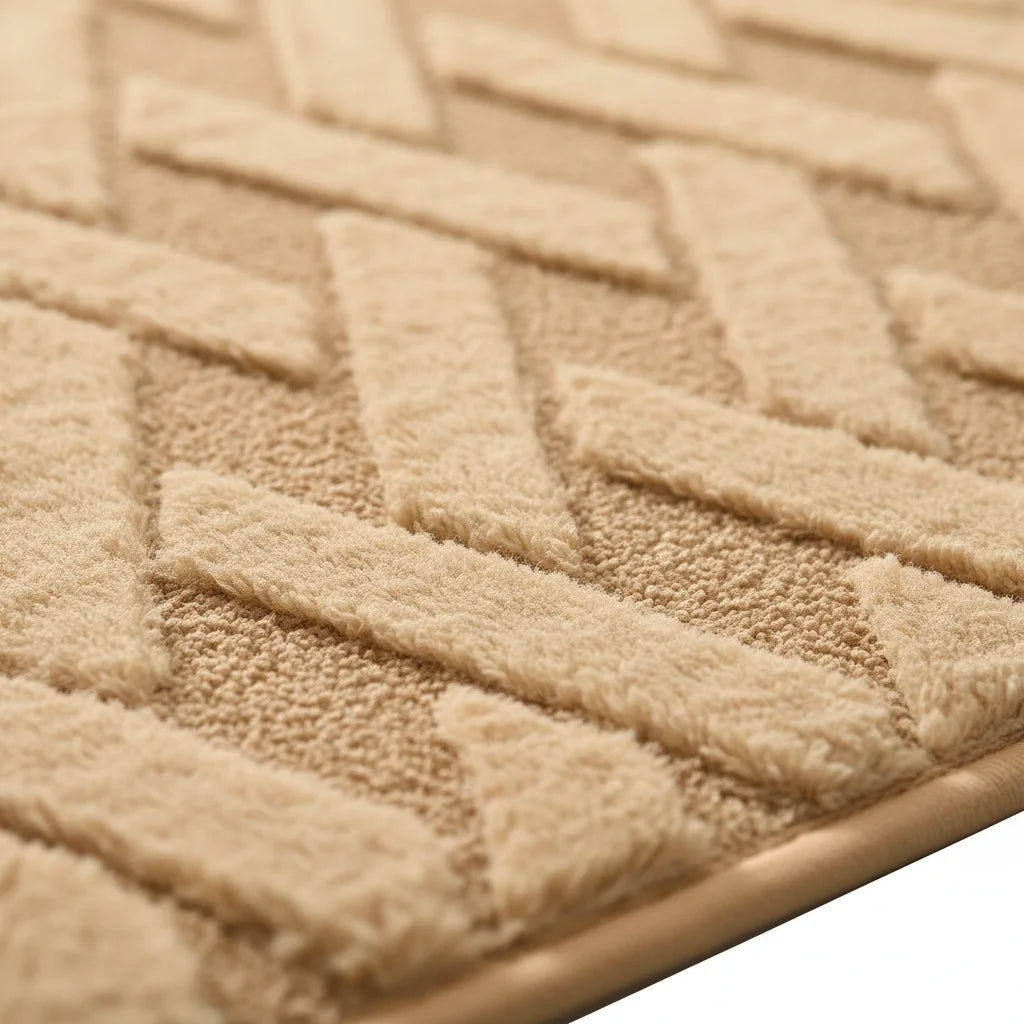 Tapis de Bain Motif Géométrique Sable Chaud