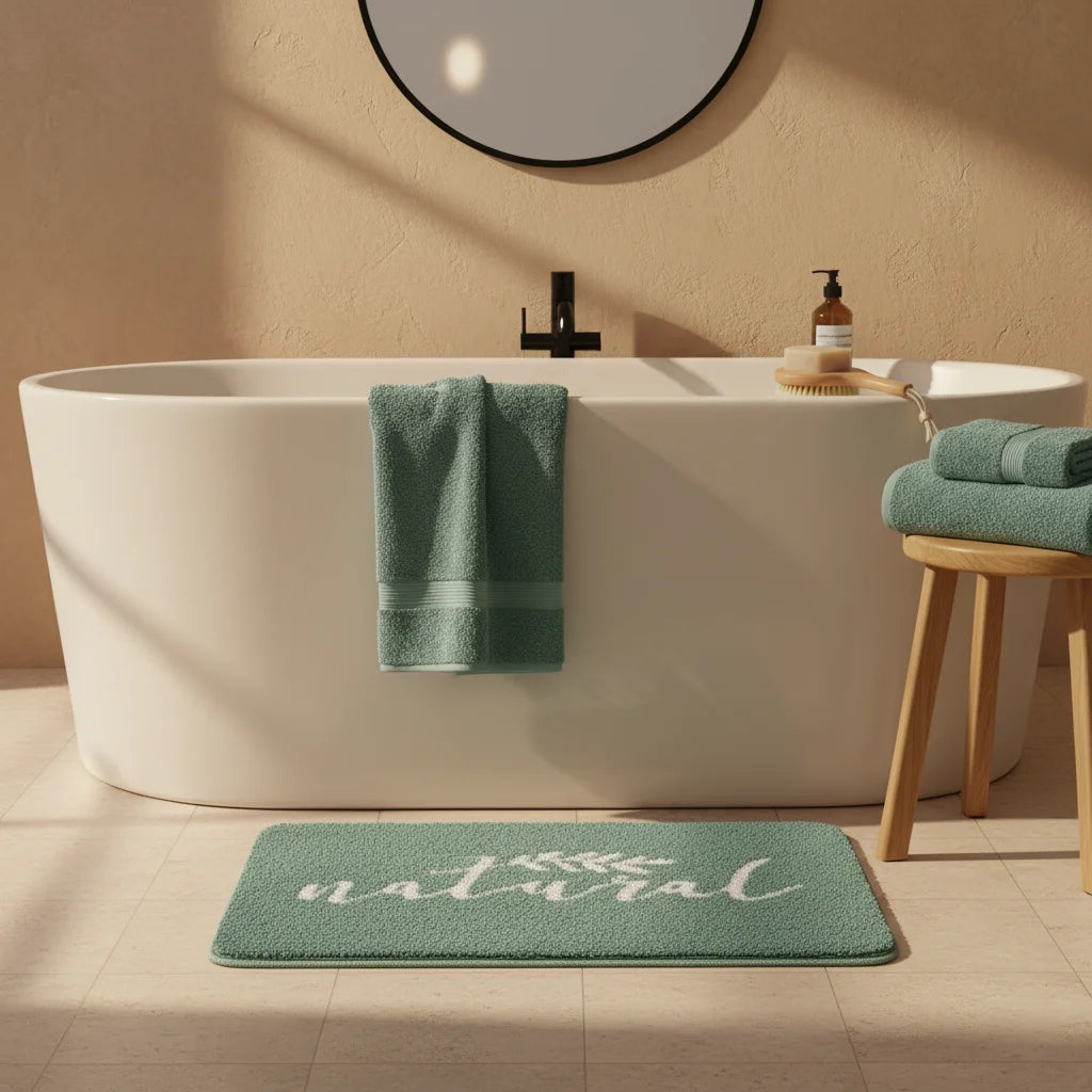 Tapis de Bain Natural Vert Sauge