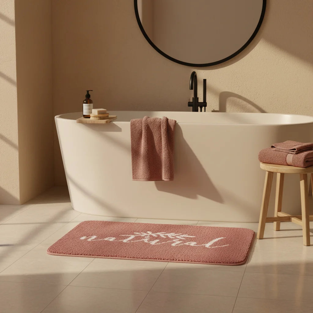 Tapis de Bain Natural Terracotta Rosé