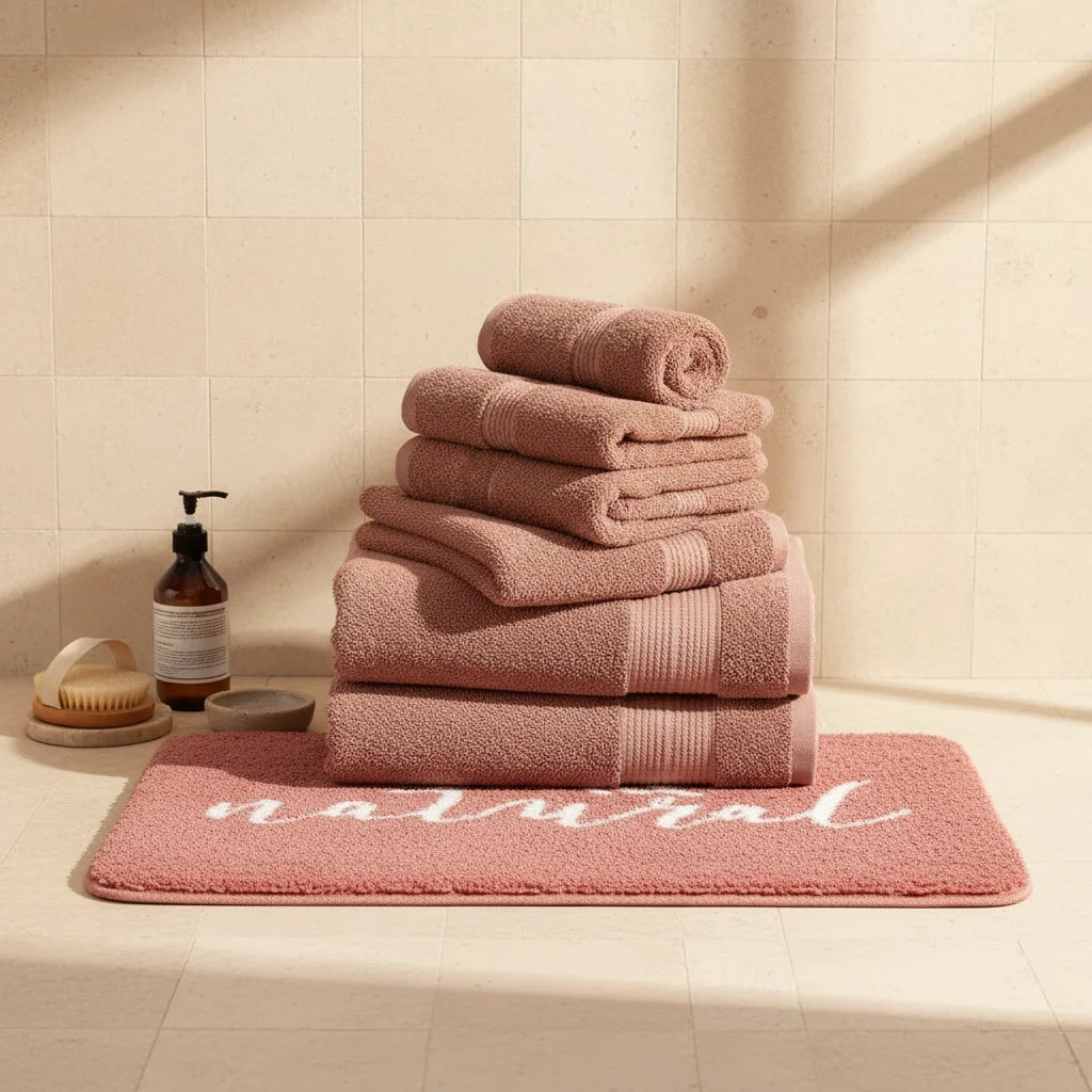 Tapis de Bain Natural Terracotta Rosé