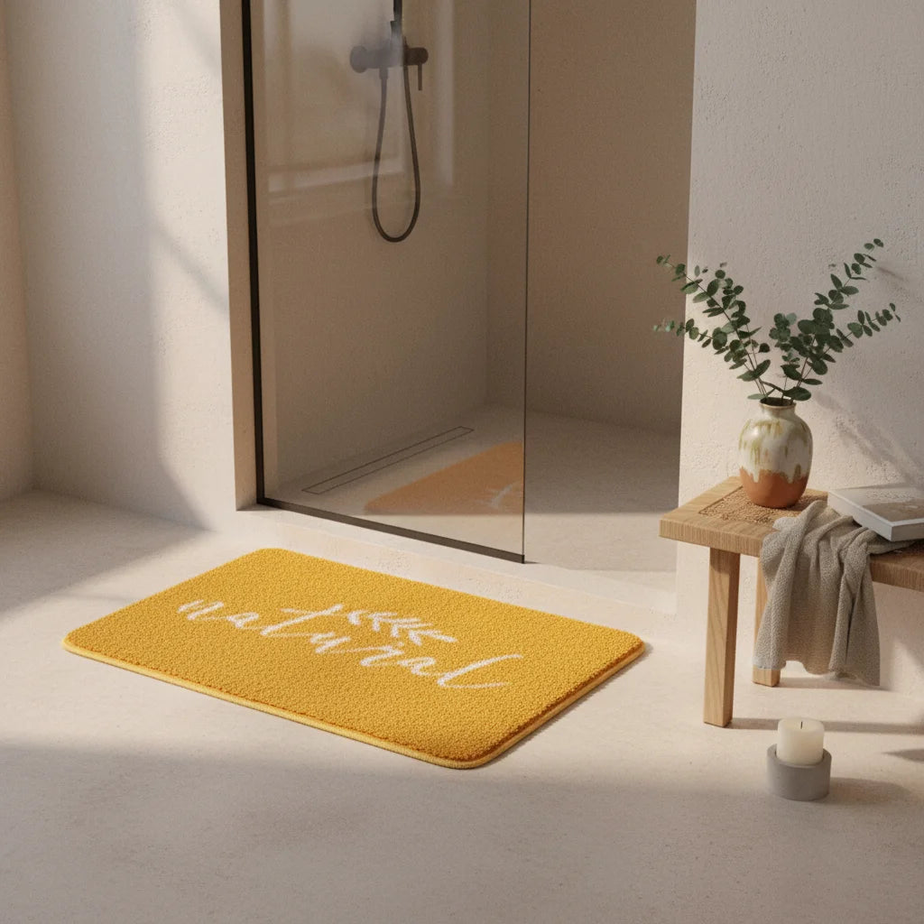 Tapis de Bain Natural Jaune Moutarde