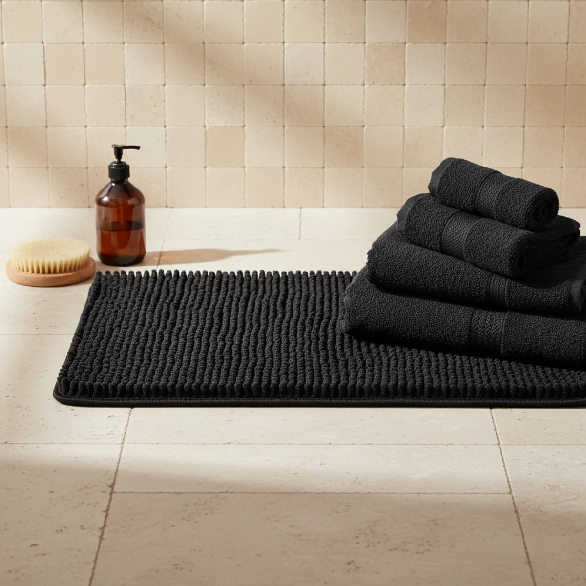 Tapis De Bain Noir 40x55cm