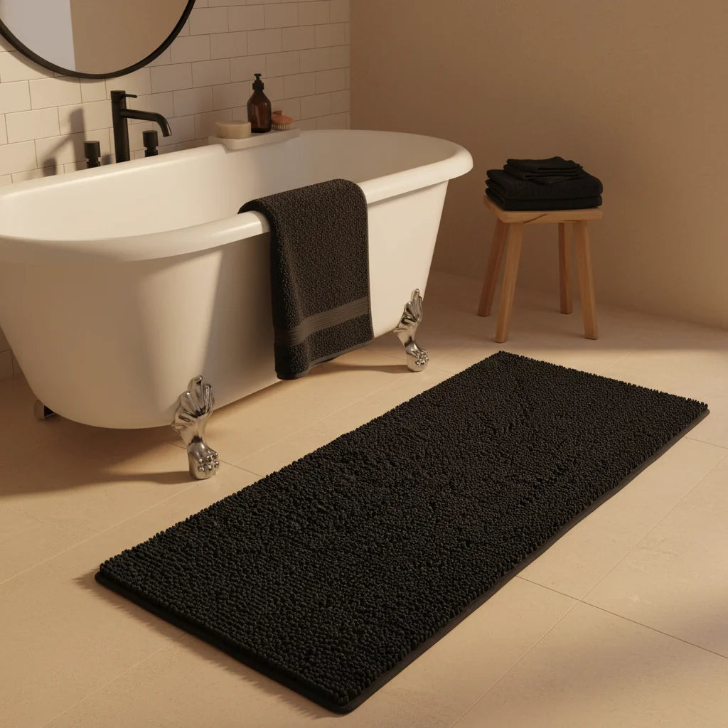Tapis De Bain Noir 40x55cm