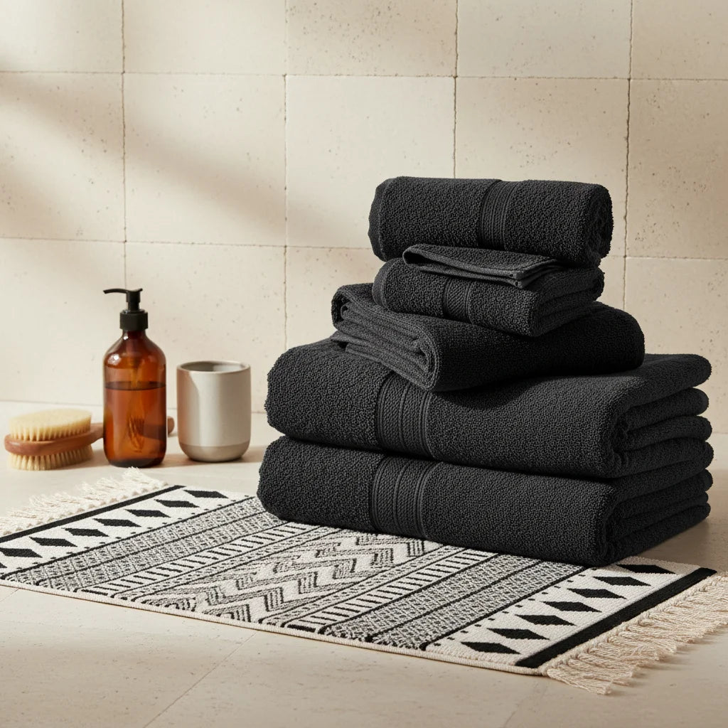 Tapis de Bain Noir à Motif