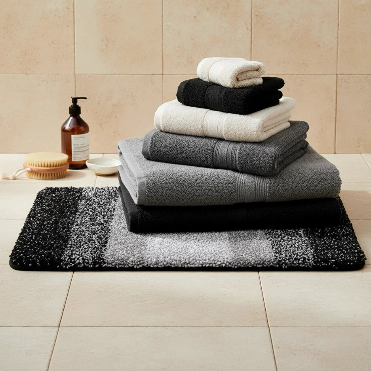 Tapis de Bain Noir et Blanc