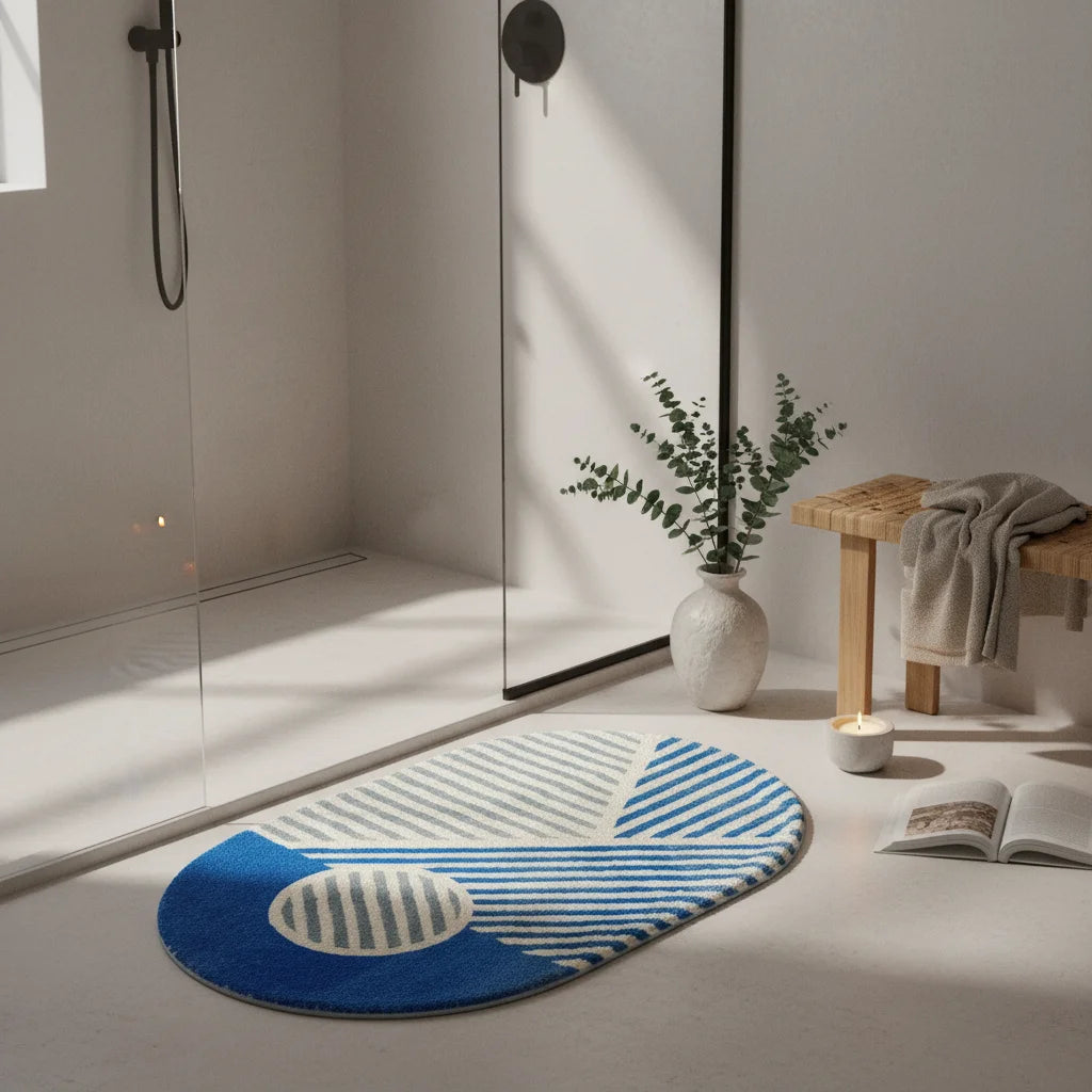 Tapis de Bain Ovale Mosaïque Océan