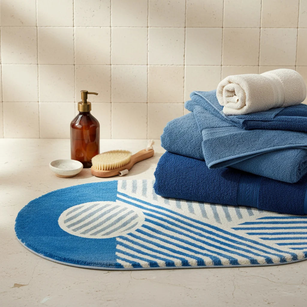 Tapis de Bain Ovale Mosaïque Océan