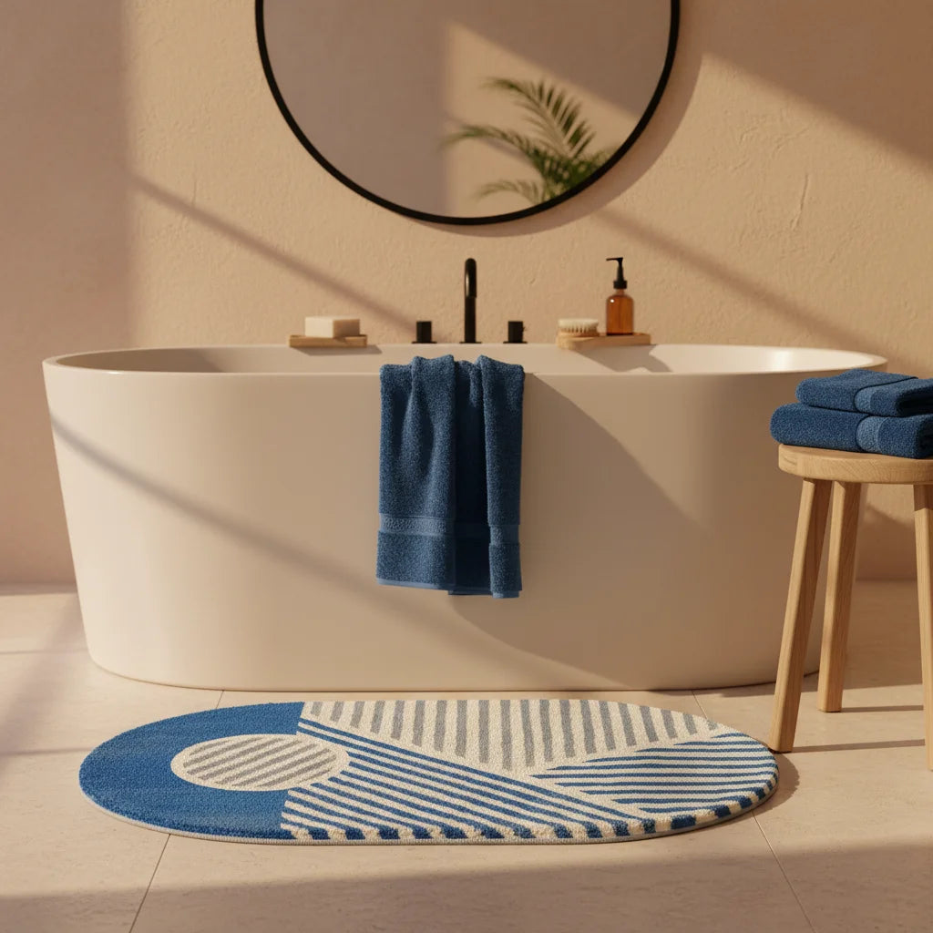 Tapis de Bain Ovale Mosaïque Océan