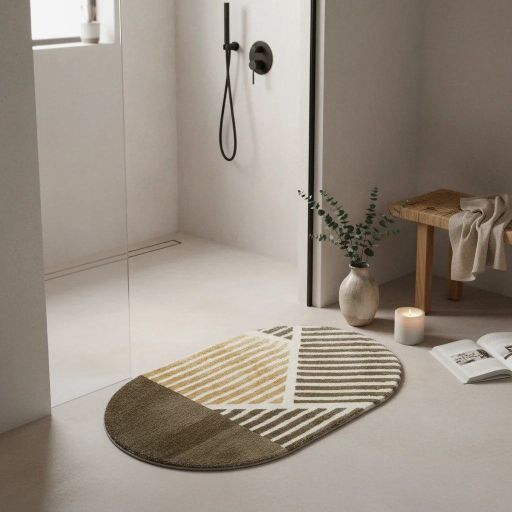 Tapis de Bain Ovale Mosaïque Naturelle