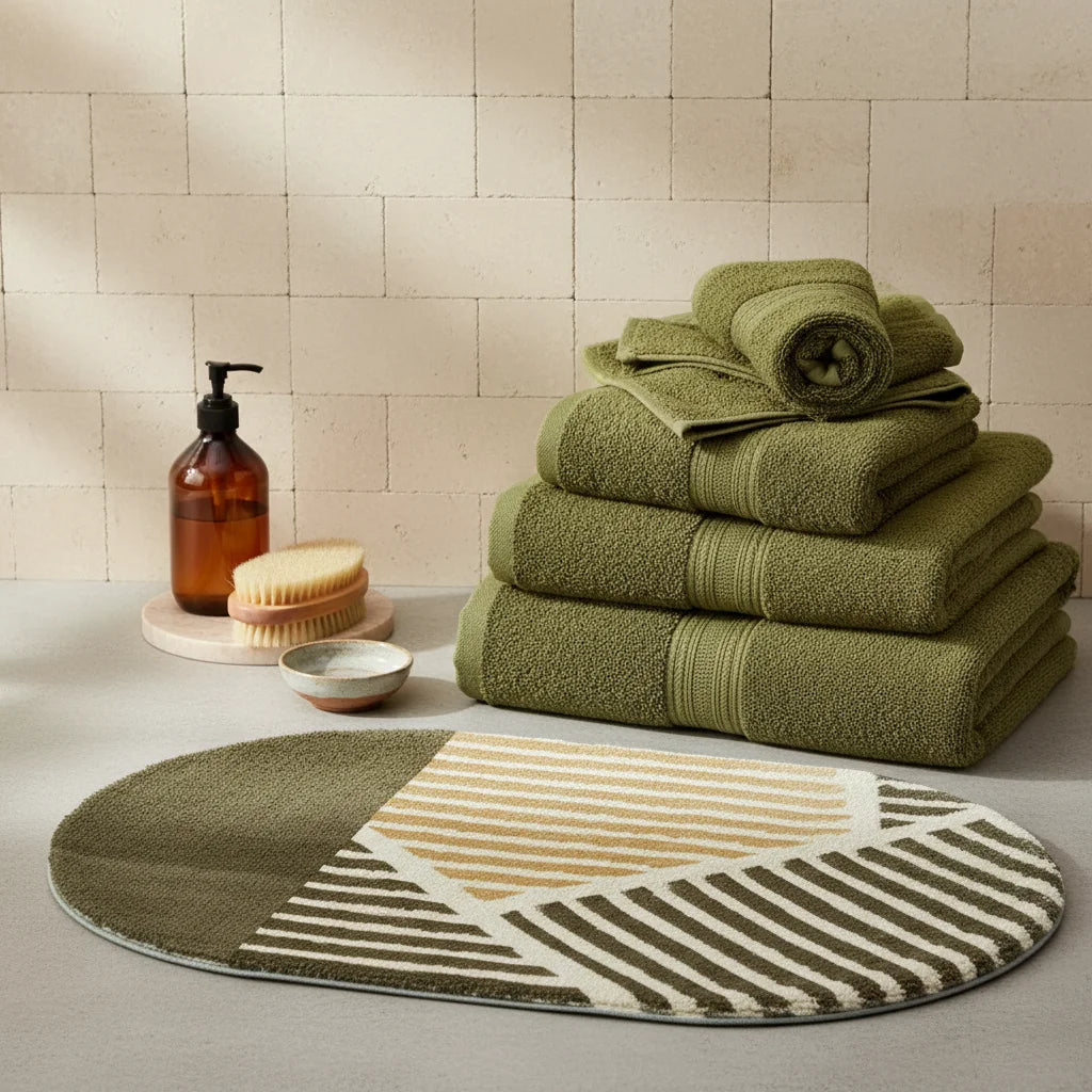 Tapis de Bain Ovale Mosaïque Naturelle
