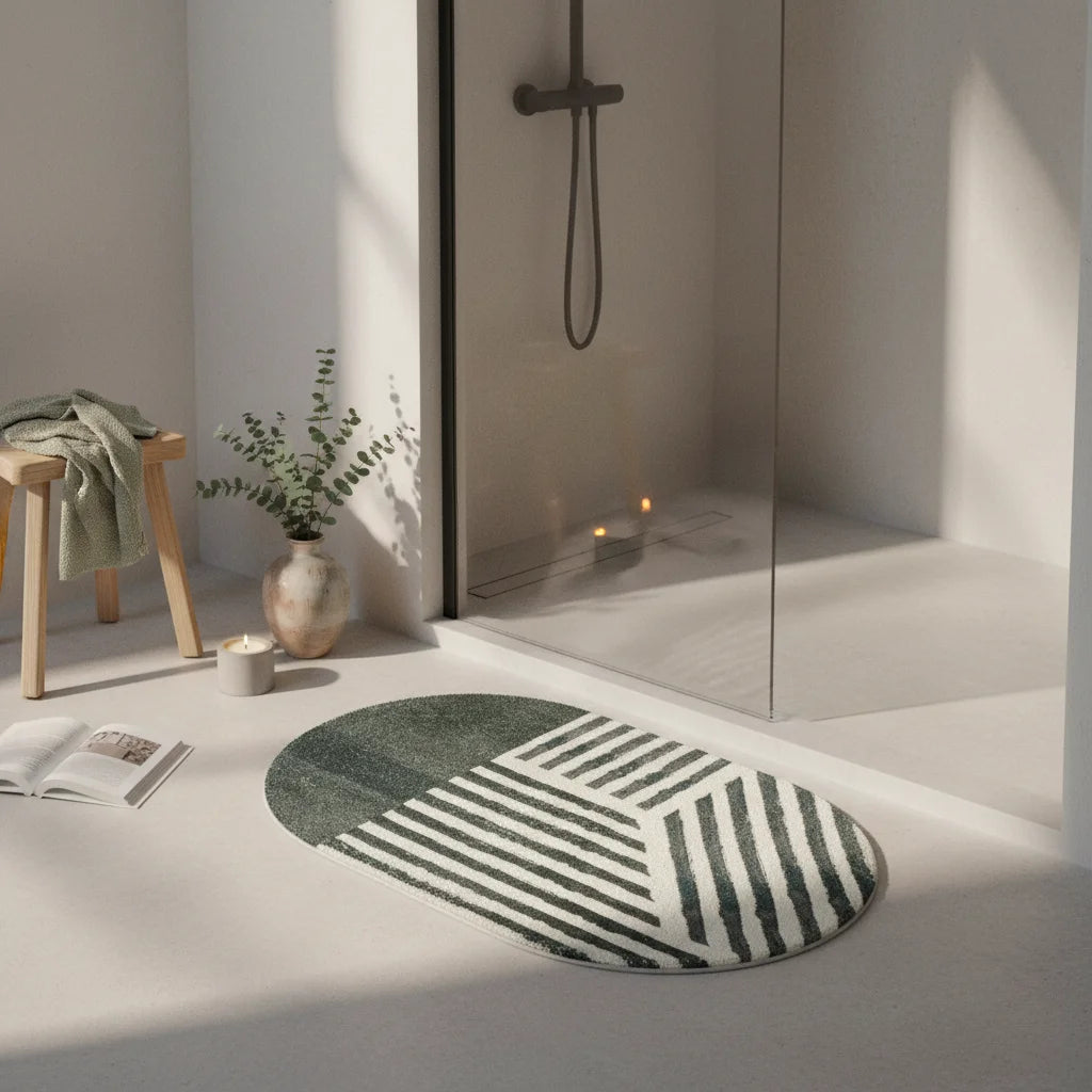 Tapis de Bain Ovale Mosaïque Graphite