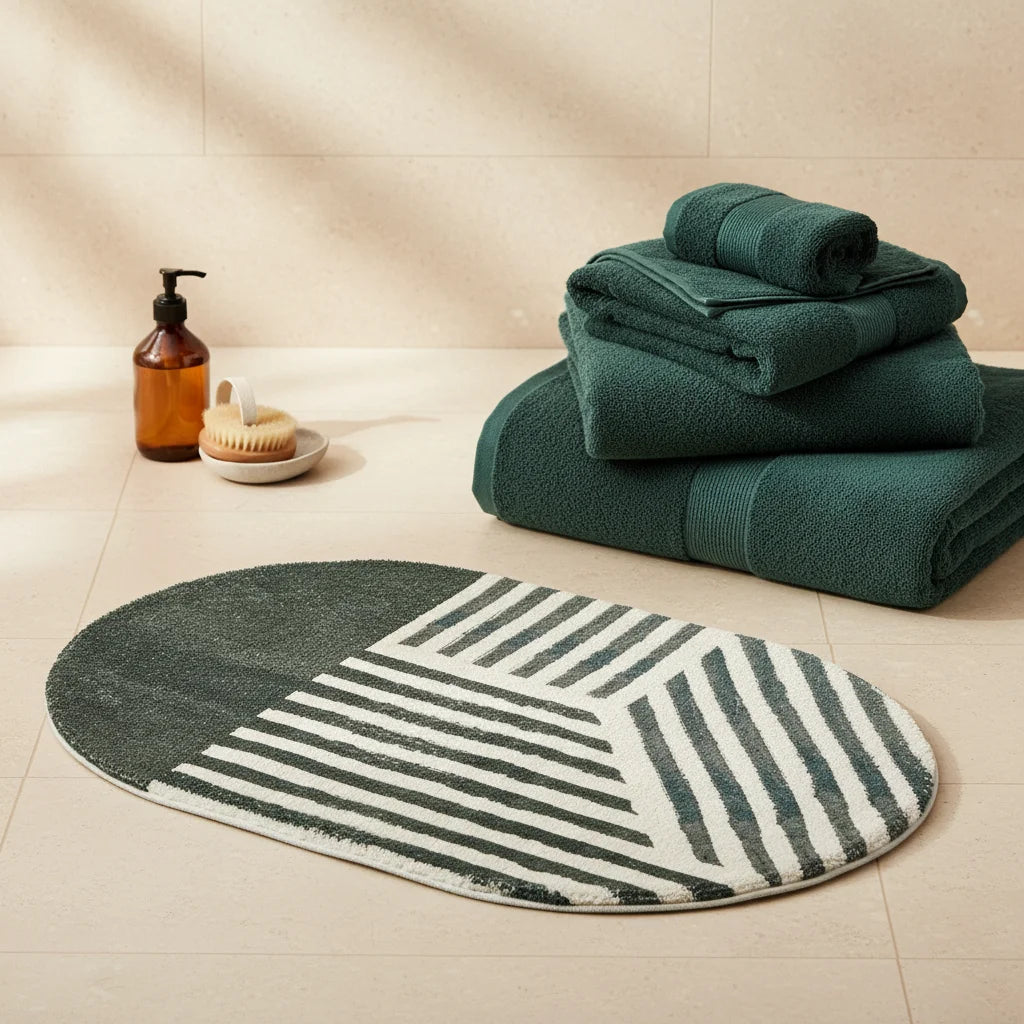 Tapis de Bain Ovale Mosaïque Graphite