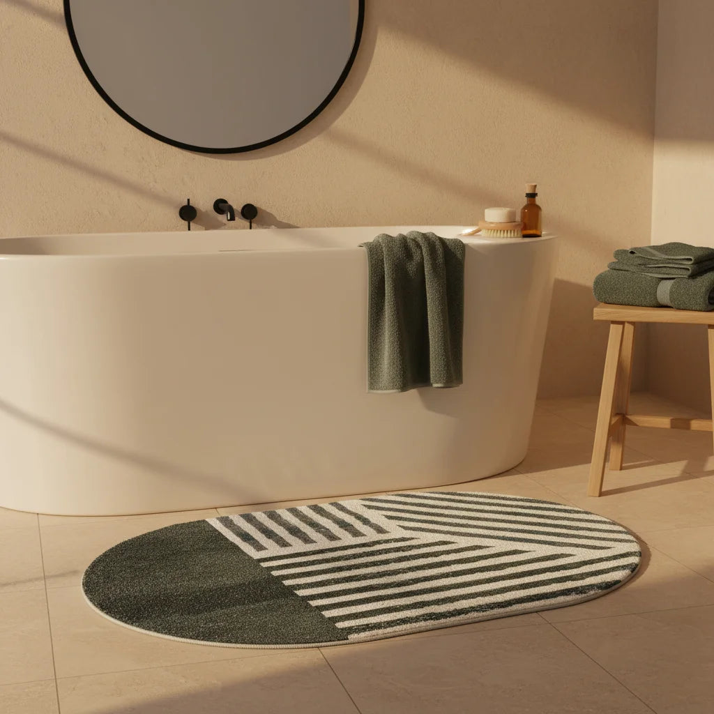 Tapis de Bain Ovale Mosaïque Graphite