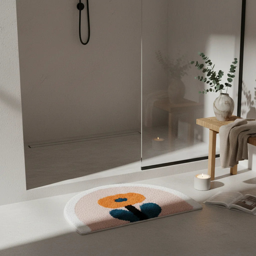 Tapis de Bain Petite Fleur Fleur Corail