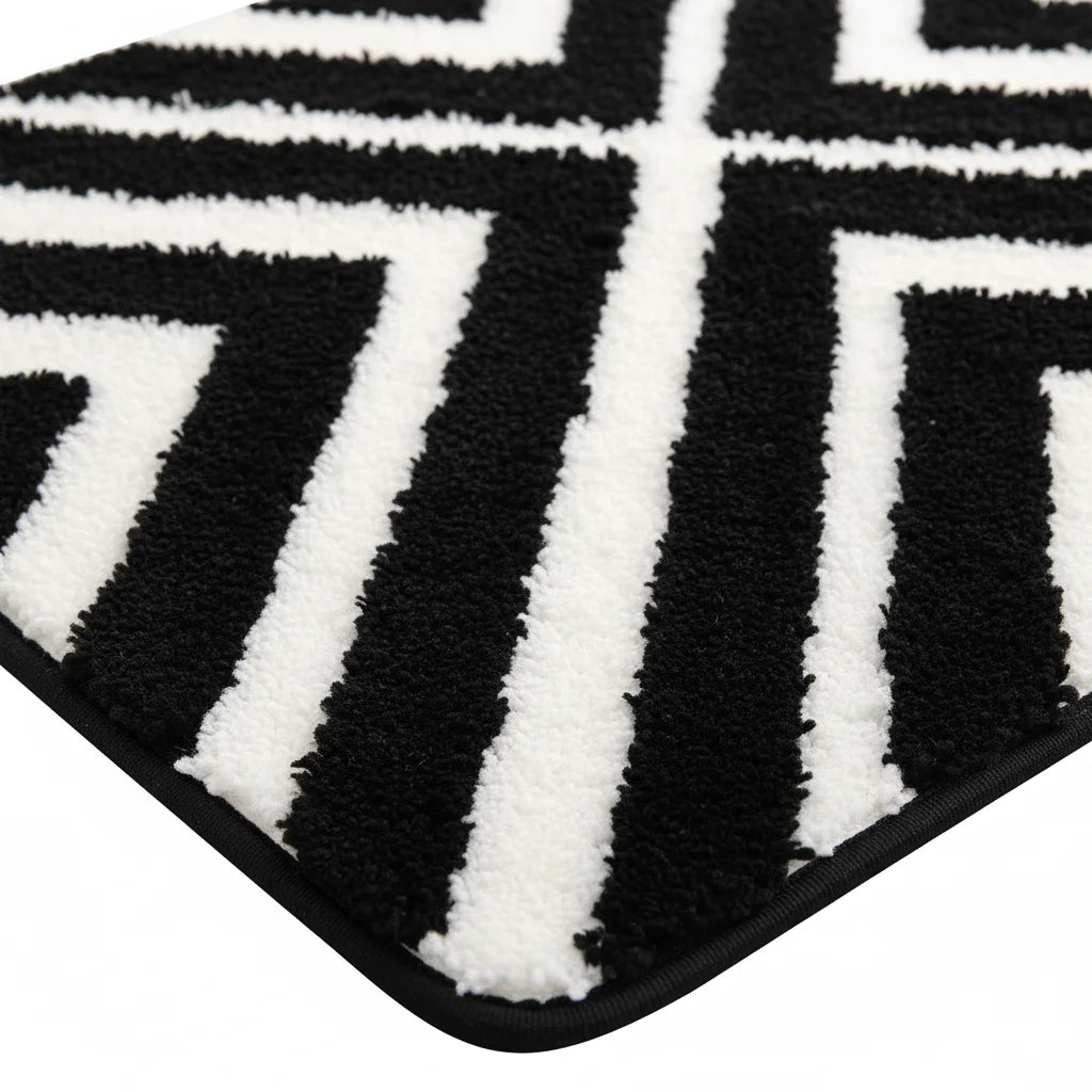 Tapis de Bain Rayé Noir Profond