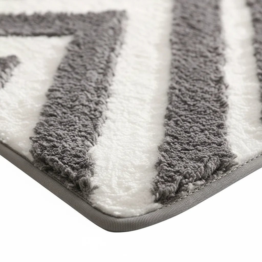 Tapis de Bain Rayé Gris Pierre